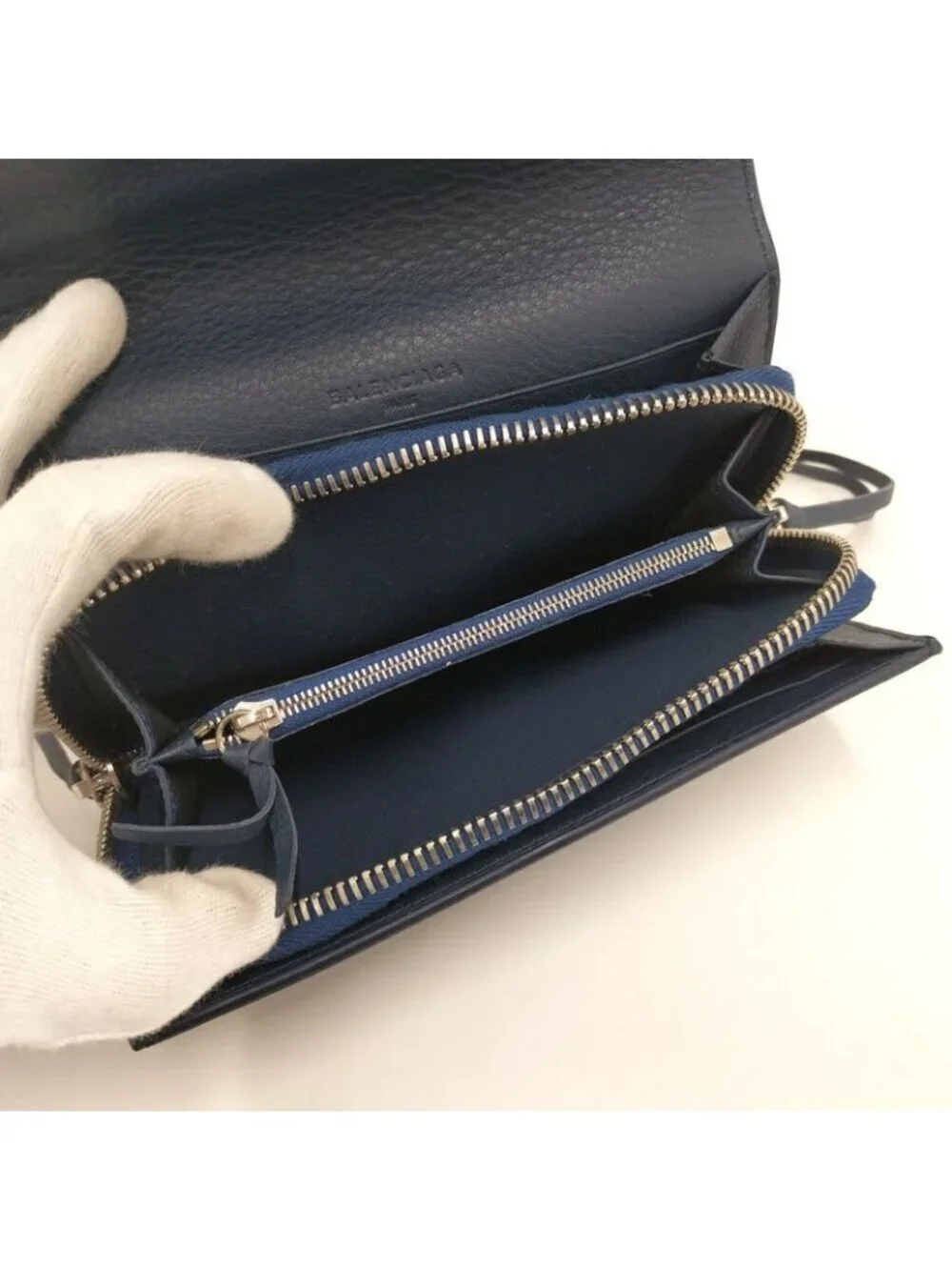 Balenciaga Paper Mani Bifold Wallet Leather Navy - Picture 8 of 10